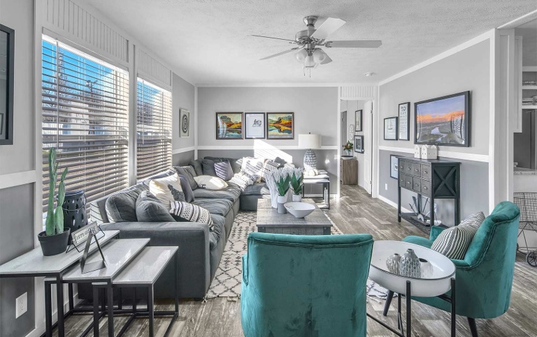 a manufactured home living room
